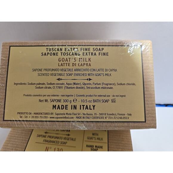Sapone Profumato Vegetable Fragranced Soap Hand Made in Italy Goat's milk 3 Pack - Picture 4 of 6